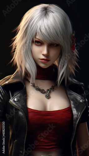 Portrait of woman with white hair. Beautiful illustration picture. Generative AI
