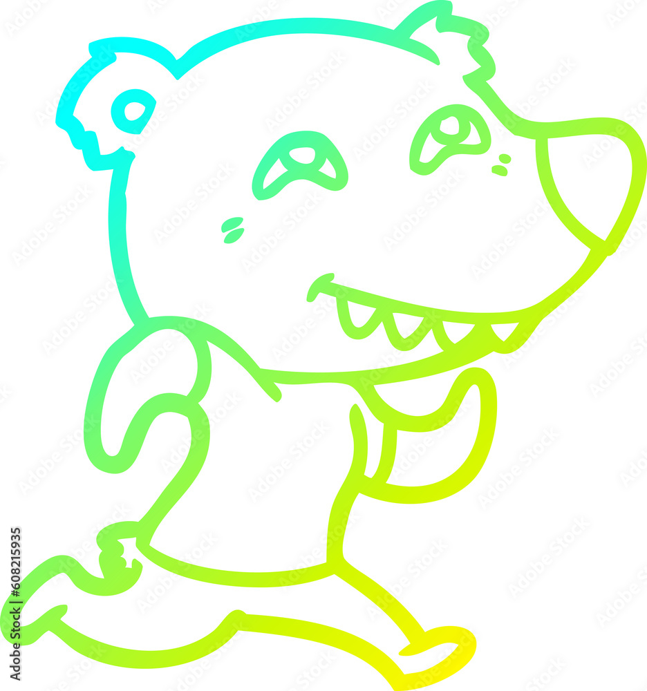 cold gradient line drawing of a cartoon bear running cold gradient line drawing of a cartoon bear running