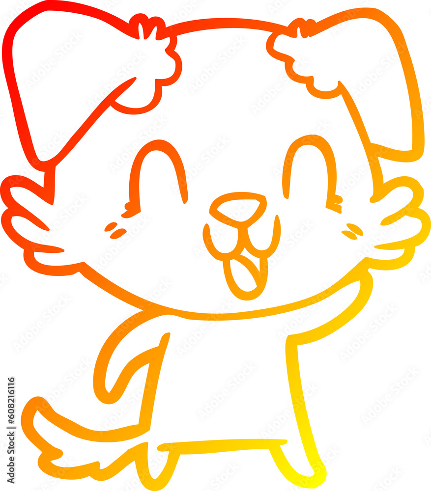 warm gradient line drawing of a laughing cartoon dog warm gradient line drawing of a laughing cartoon dog