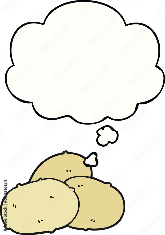 cartoon potatoes with thought bubble