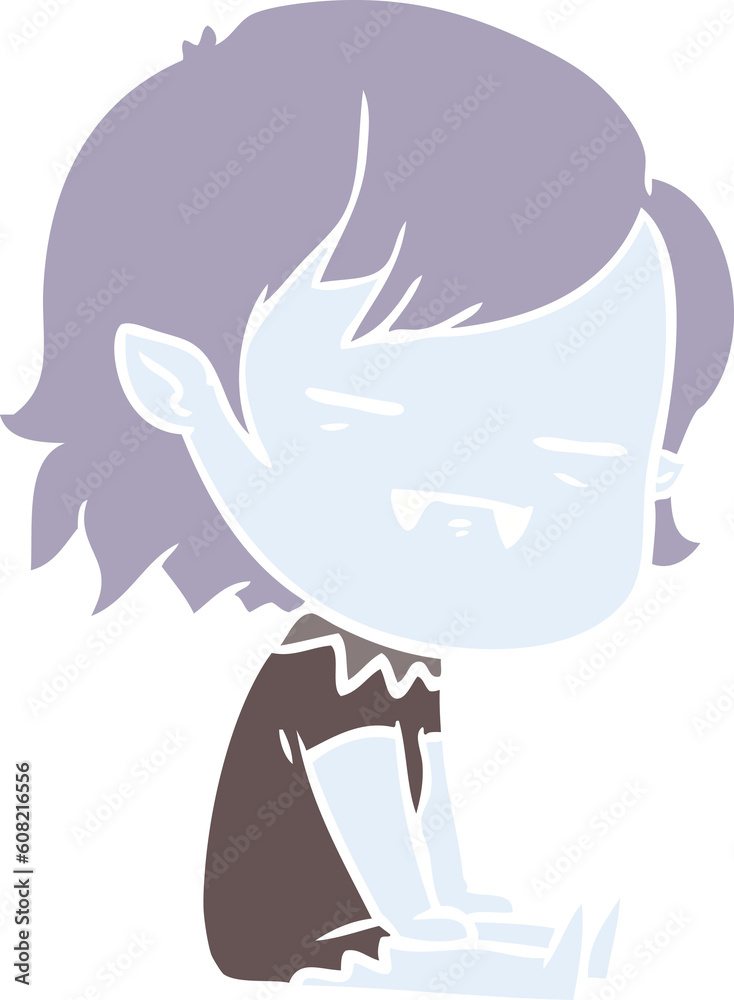 flat color style cartoon undead vampire girl sitting flat color style cartoon undead vampire girl sitting