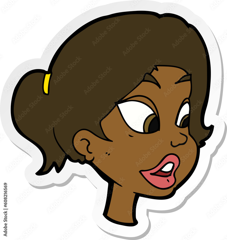 Fototapeta premium sticker of a cartoon friendly woman