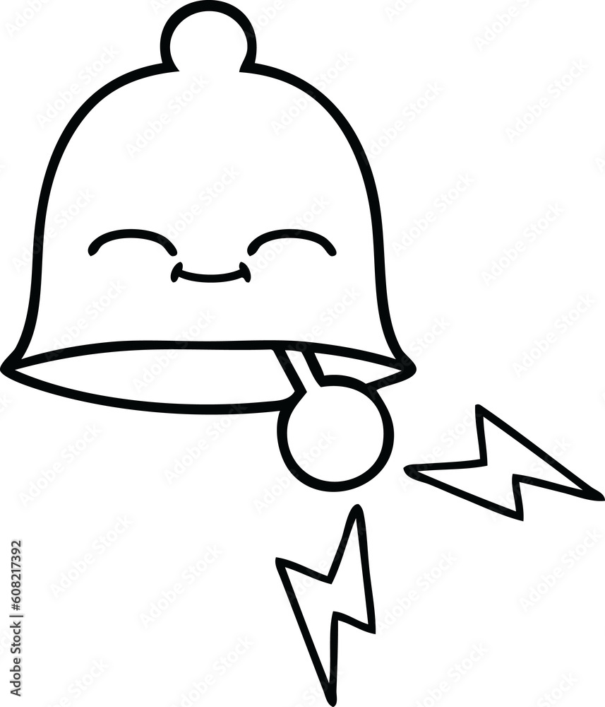 line drawing cartoon of a ringing bell line drawing cartoon of a ringing bell