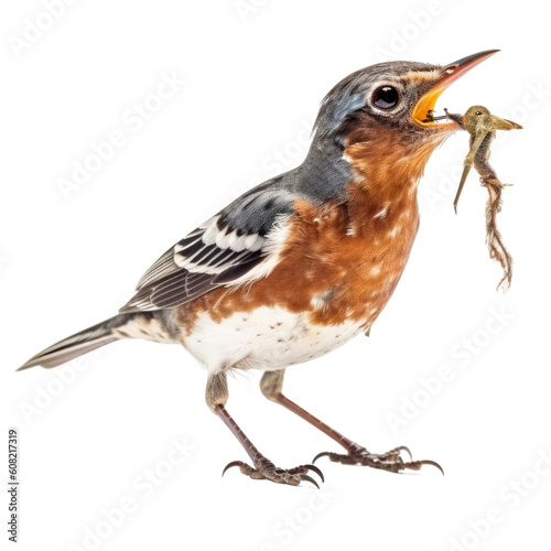 bird eating isolated on transparent background cutout