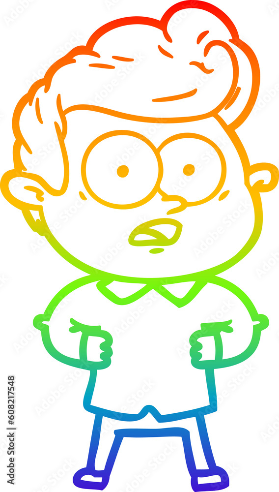 rainbow gradient line drawing of a cartoon staring man rainbow gradient line drawing of a cartoon staring man