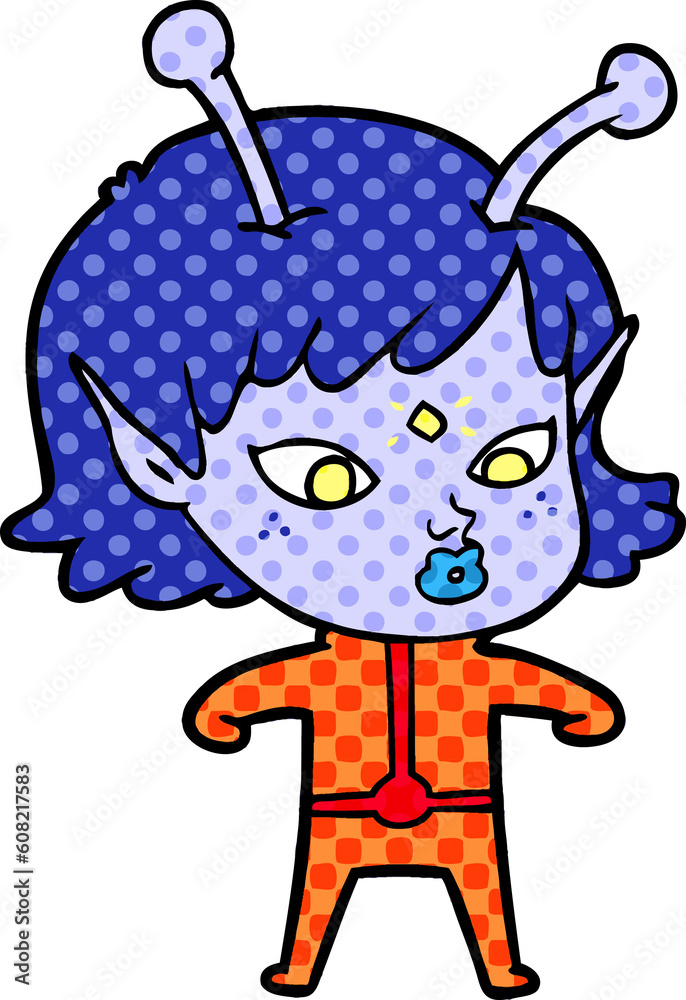 pretty cartoon alien girl