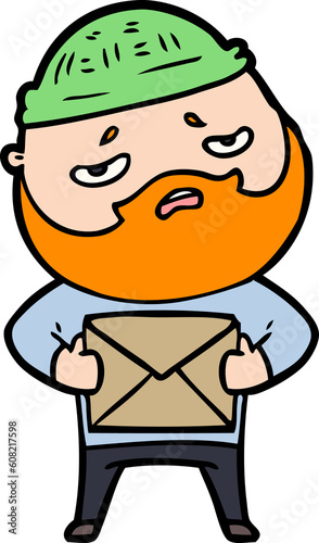 cartoon worried man with beard