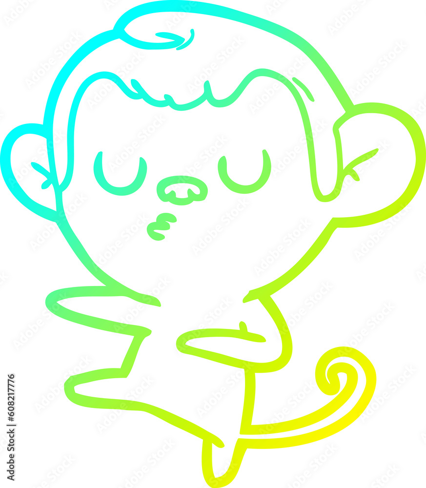 cold gradient line drawing of a cartoon monkey cold gradient line drawing of a cartoon monkey