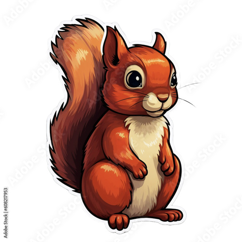 squirrel character sticker isolated on transparent background