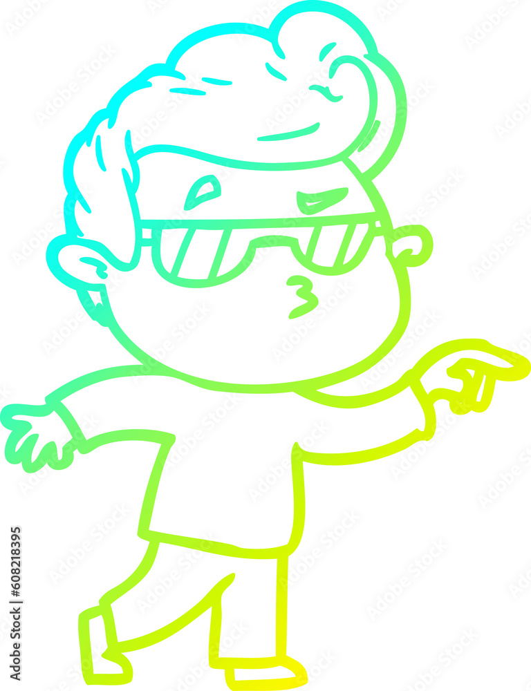 cold gradient line drawing of a cartoon cool guy cold gradient line drawing of a cartoon cool guy