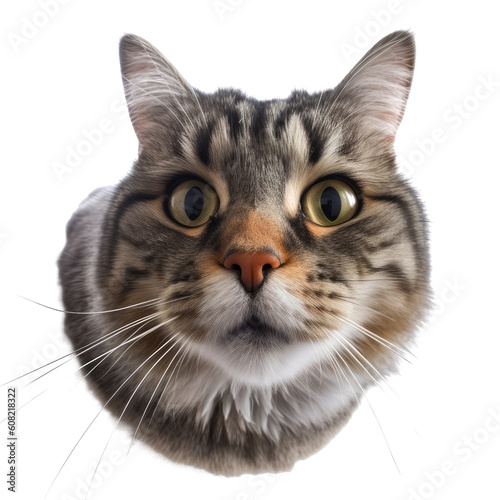 cat looking up isolated on transparent background cutout