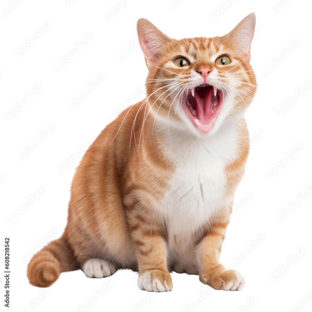 roar shorthair cat isolated on transparent background cutout