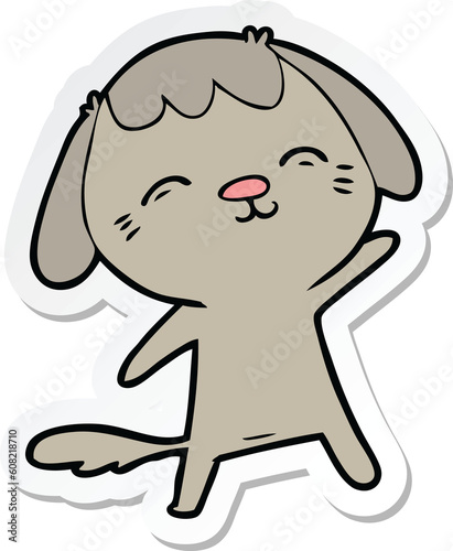 sticker of a happy cartoon dog