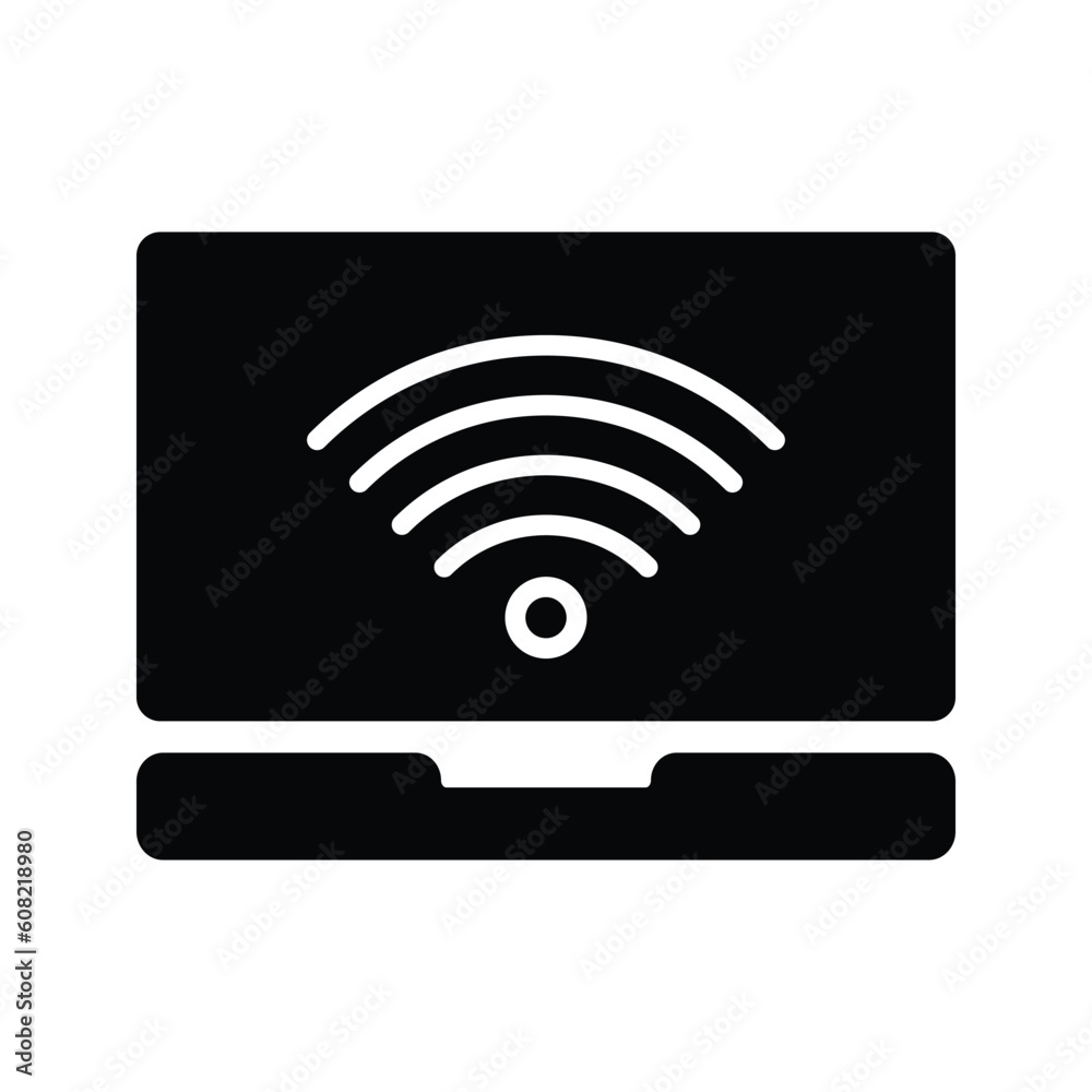 Laptop wifi icon. Device connected to wifi icon. Illustration vector Laptop wifi icon. Device connected to wifi icon. Illustration vector