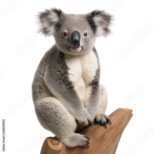 koala on a branch isolated on transparent background cutout
