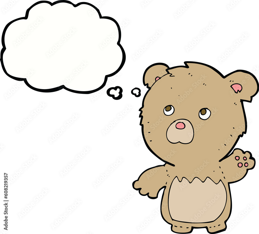 Fototapeta premium cartoon teddy bear with thought bubble