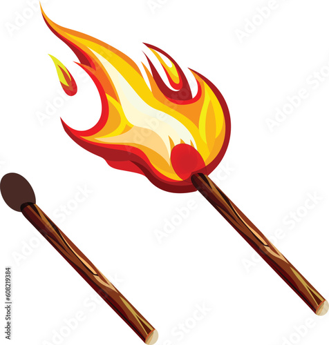 lighting match stick vector fire igniting match flat style vector image