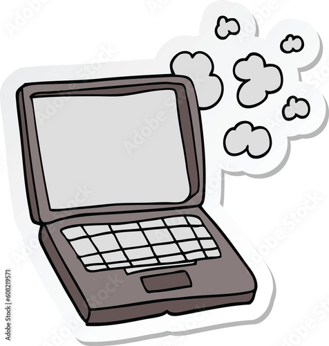 sticker of a cartoon laptop computer