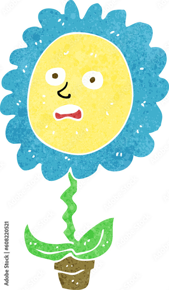 cartoon flower with face