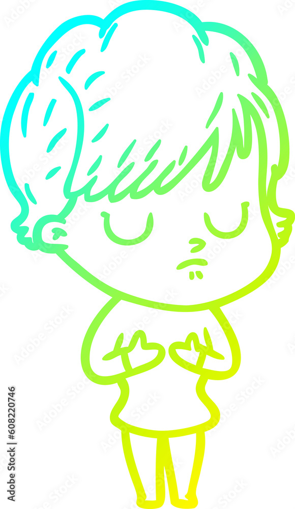 Fototapeta premium cold gradient line drawing of a cartoon woman