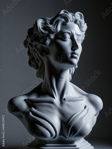 Beautiful plaster sculpture of the goddess Athens made with artificial intelligence