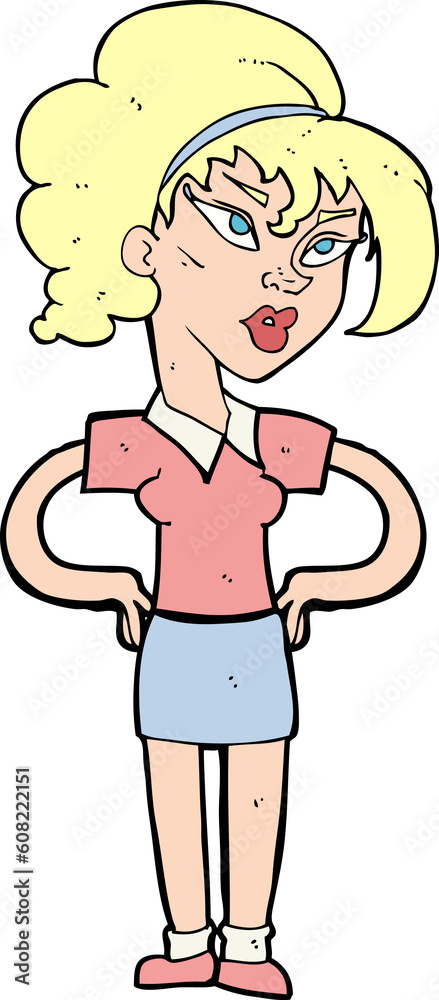 cartoon woman with hands on hips cartoon woman with hands on hips