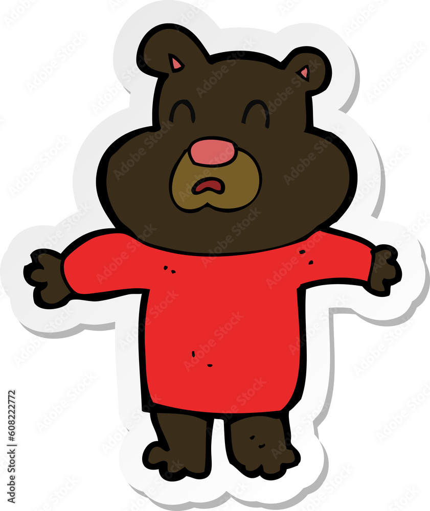 Obraz premium sticker of a cartoon unhappy black bear