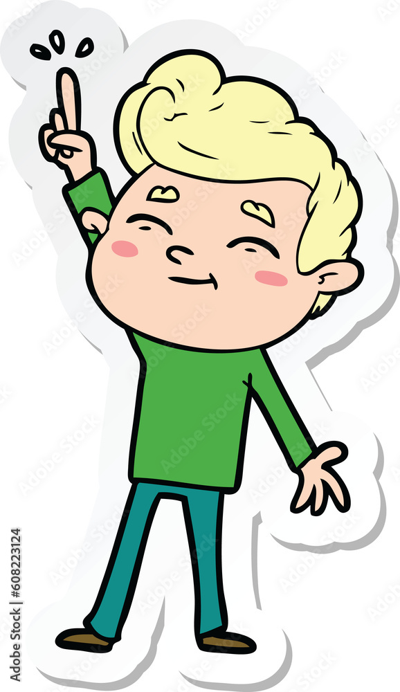 sticker of a happy cartoon man sticker of a happy cartoon man