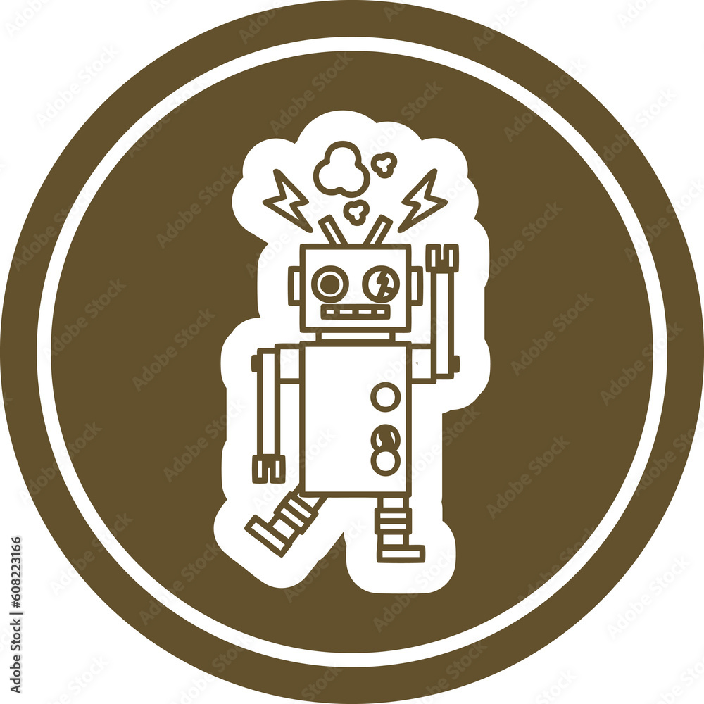 malfunctioning robot circular icon symbol malfunctioning robot circular icon symbol