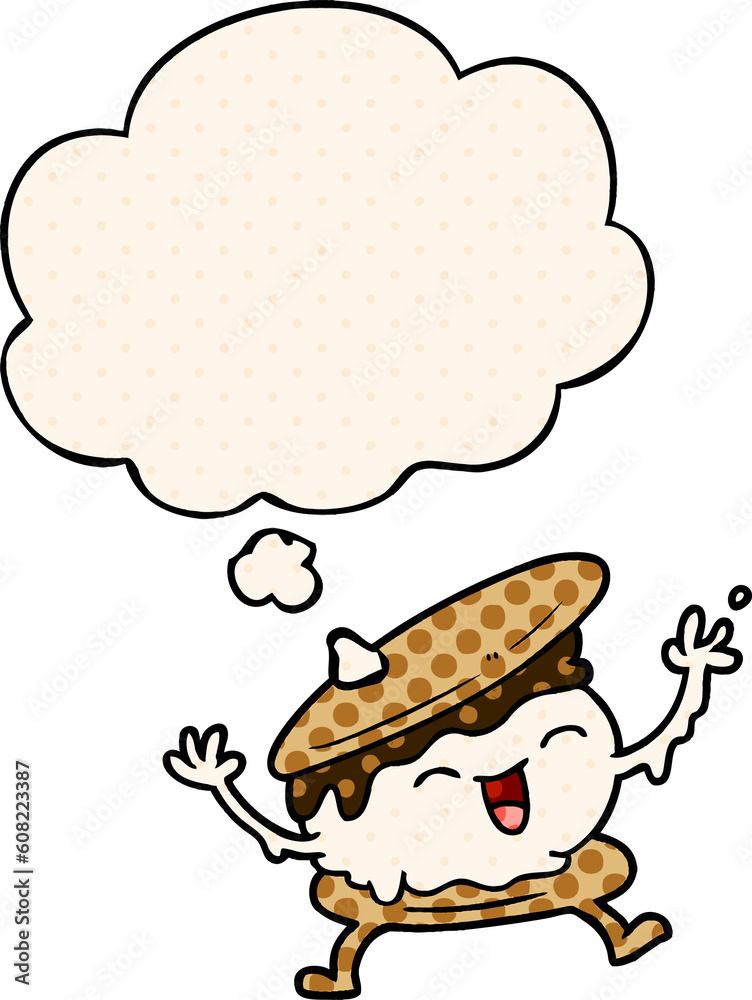 smore cartoon with thought bubble in comic book style smore cartoon with thought bubble in comic book style