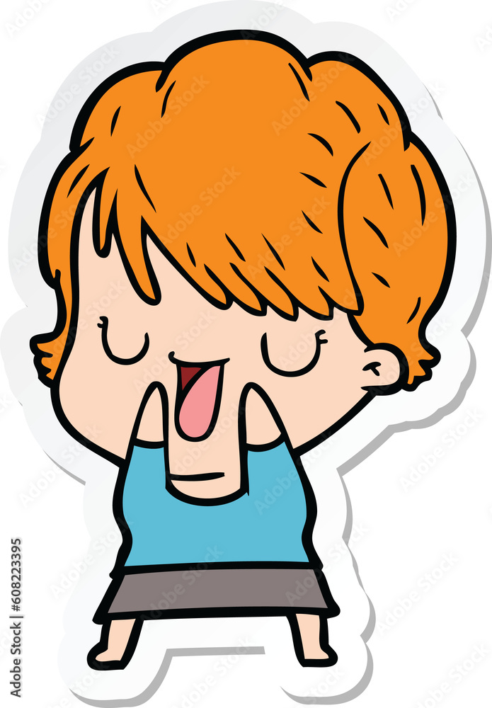 sticker of a cartoon woman talking