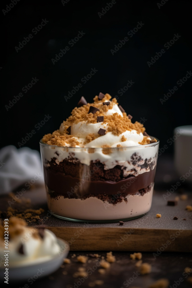 Festive pudding close up view. Natural light. Generative AI Festive pudding close up view. Natural light. Generative AI