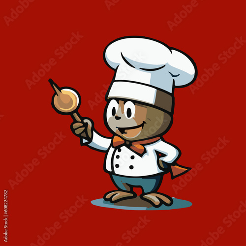 cute frog chef mascot vector illustration