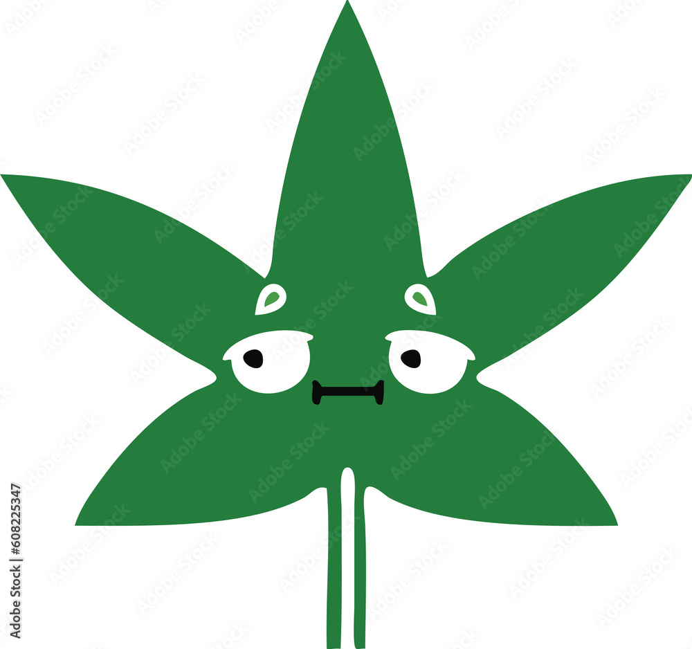 flat color retro cartoon of a marijuana leaf flat color retro cartoon of a marijuana leaf