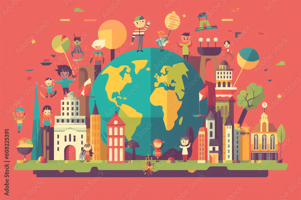 flat design world childrens day made with Generative AI flat design world childrens day made with Generative AI