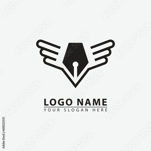 modern bird wing pen logo icon.