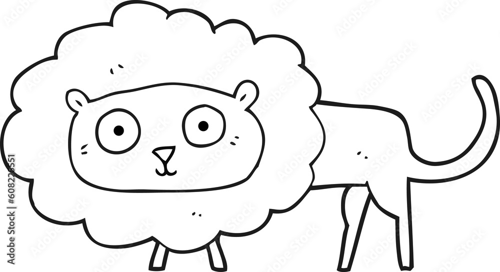 freehand drawn black and white cartoon lion freehand drawn black and white cartoon lion