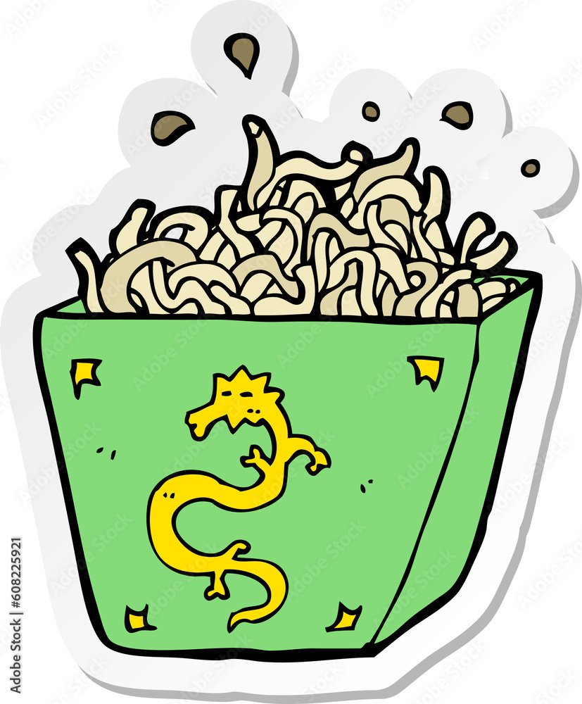 Obraz premium sticker of a cartoon noodle box