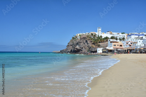 Morro Jable town and beach at Fuerteventura island, Canaries, Spain.