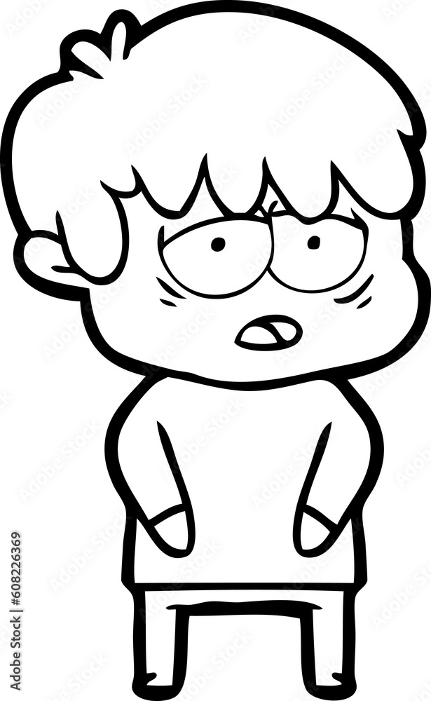 cartoon exhausted boy