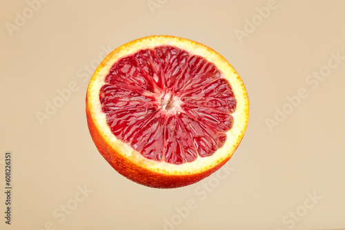 Half an bloody orange. Fresh juicy red orange. Blood red orange