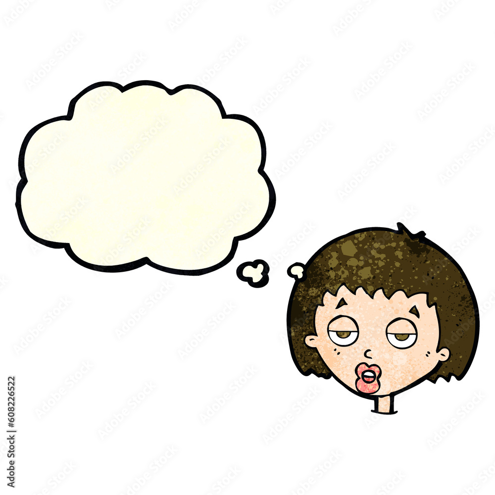 cartoon bored woman with thought bubble cartoon bored woman with thought bubble
