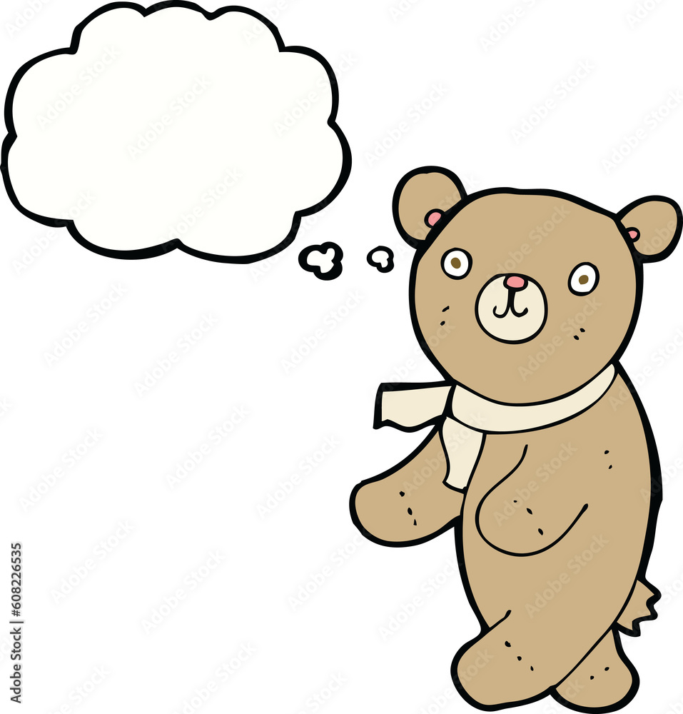 cute cartoon teddy bear with thought bubble