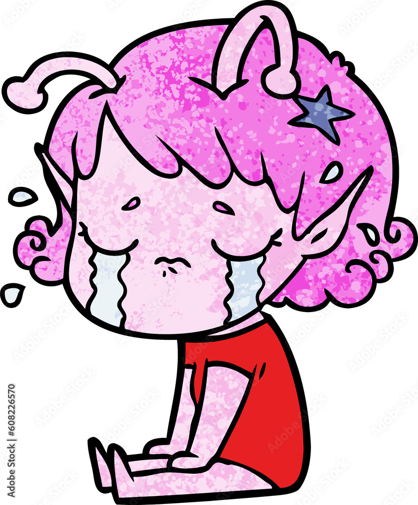 cartoon crying alien girl cartoon crying alien girl