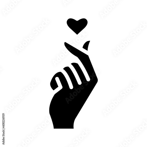 Hand Love Mini Heart Love Line Icon color editable
