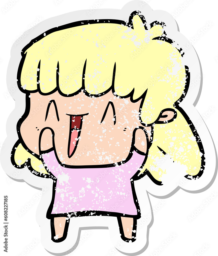 Fototapeta premium distressed sticker of a cartoon woman