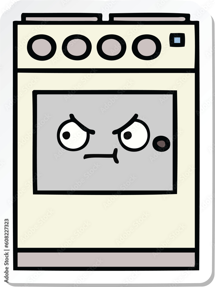 sticker of a cute cartoon kitchen oven sticker of a cute cartoon kitchen oven