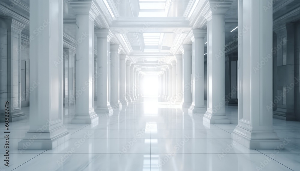 Holy hall interior with marble arches and columns on transparent background, Generative Ai Holy hall interior with marble arches and columns on transparent background, Generative Ai