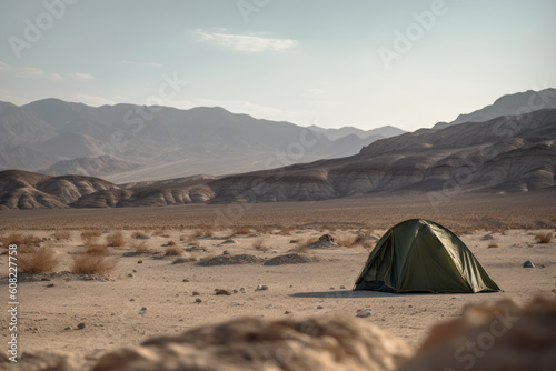 camping in a drought in the desert generative ai
