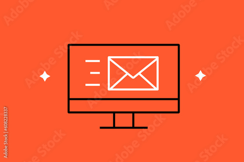 Vector message illustration in flat design style, geometric mail icon.